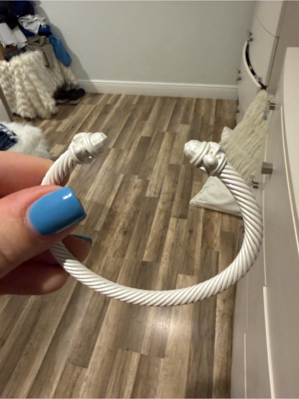 David Yurman White Twisted Rope Decorative Bracelet-Style Home Accent